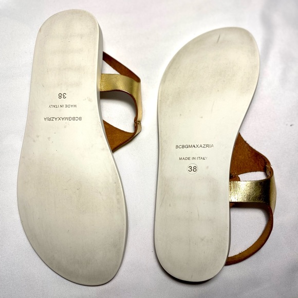 BCBGMAXAZRIA Leather Gold Sandals made in Italy - Picture 8 of 9
